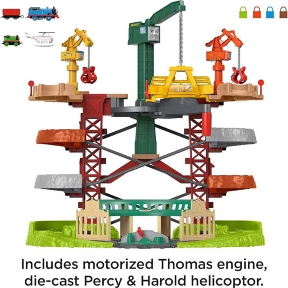 Thomas & Friends Multi-Level Toy Track Set, Trains & Cranes Super Tower, 2.5 Ft - Picture 5 of 7